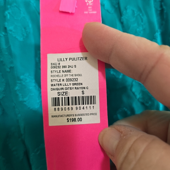 NWT Lilly Pulitzer Rochelle Off The Shoulder Romper Mini Dress Small Lily Green - Picture 11 of 12